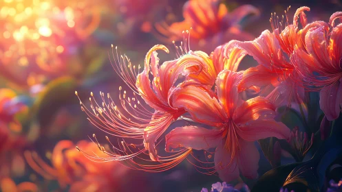 Luminous Floral Blooms: Digital Light Rendering Study.