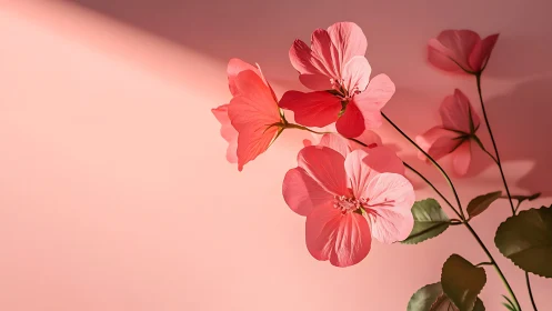 Coral Pink Flowers Glowing in Soft Sunlight