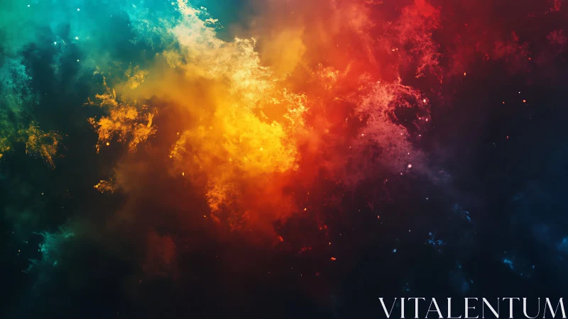 Nebula bloom where ember clouds collide in cosmic dusk.