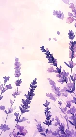 Lavender Field In Watercolor Soft Bloom.