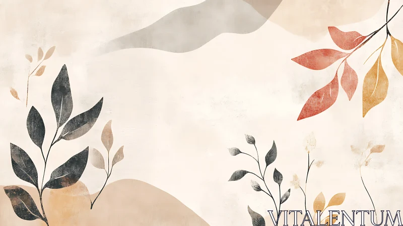 Gentle abstract leaves drift softly across a calm canvas