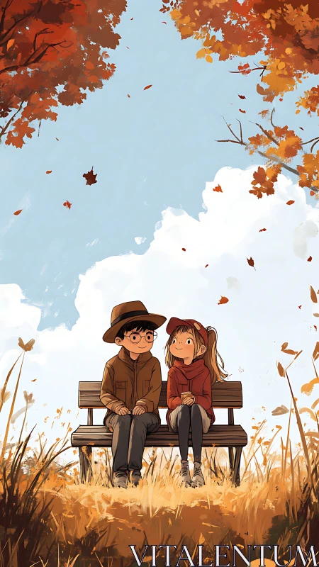 Two Friends Share a Quiet Autumn Moment Together
