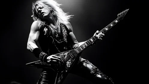 Electric stage rocker pouring heart into every soaring riff.