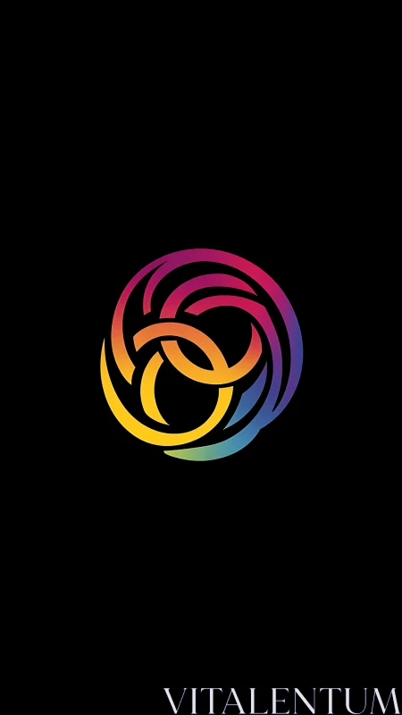 Chromatic spiral emblem swirling through midnight silence.