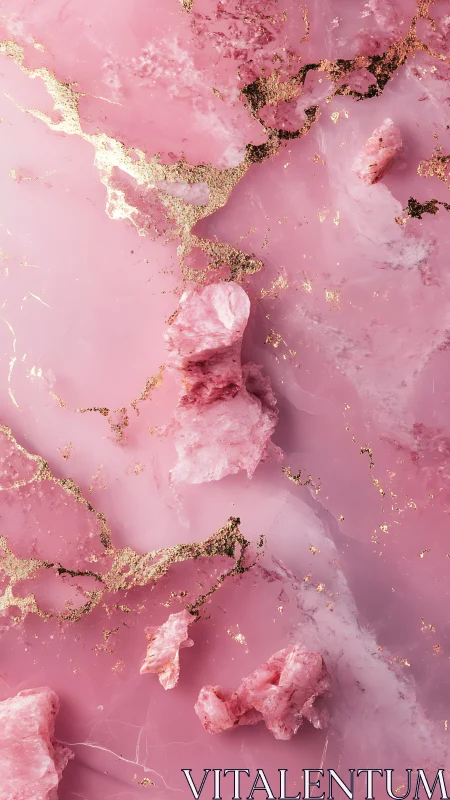 Rosy quartz drifts with gilded veins in dreamy marble bloom.