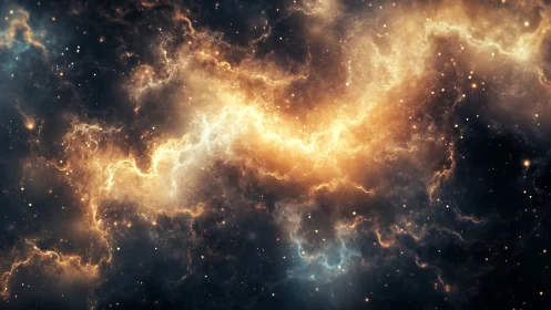 Starlit Ember River Meandering Through Silent Cosmic Night.