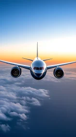 Commercial jetliner front view renders aerodynamic symmetry