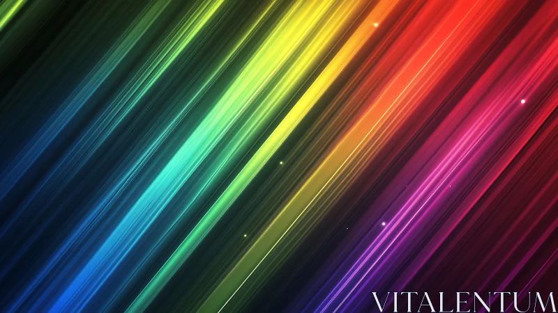 Glowing rainbow light trails streak across a dreamy night sky.