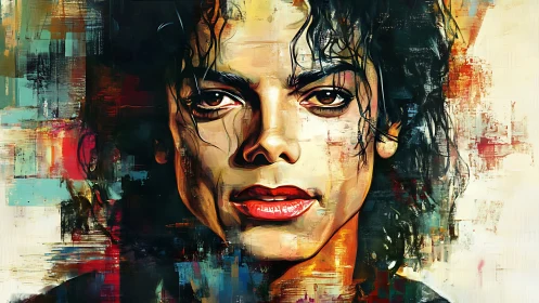 Vivid portrait merges realism and abstract color blocks.