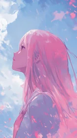 Skyward daydreamer drenched in cotton-candy sunrise hues.