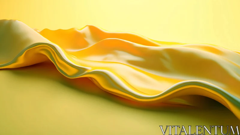 Glossy yellow fabric undulates across a minimal monochrome field