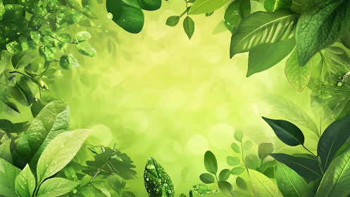 Green foliage border around soft defocused background.