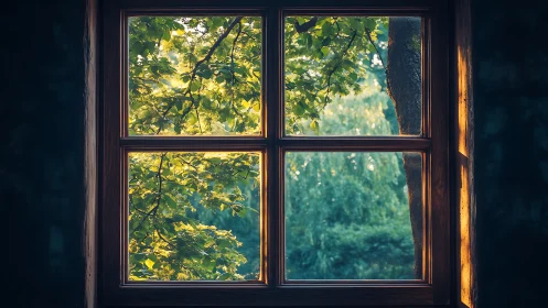Morning leaves compose a glowing forest window symphony