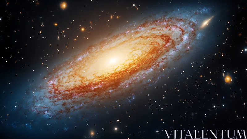 Golden spiral galaxy glows gently amid a peaceful star field