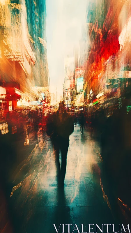 Neo-urban silhouette in chromatic motion blur perspective.