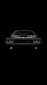 Front-lit muscle car silhouette with chrome and red accent.