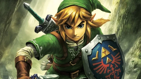 Armored fantasy swordsman charges forward with cel-shaded lighting