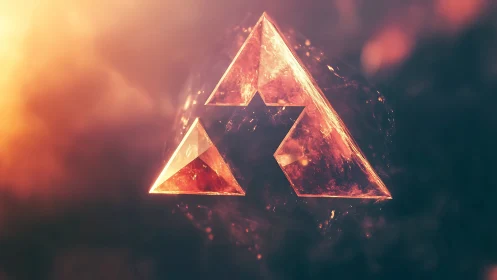 Shattered ember triangles orbit within a cosmic prism sigil