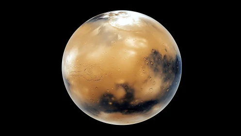 Spherical Mars visualization with atmospheric dust dynamics.