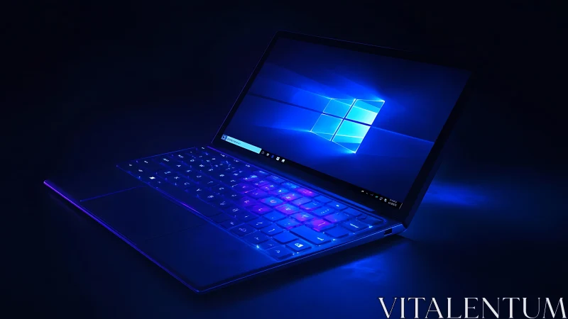 Glowing laptop invites late night work and creative focus