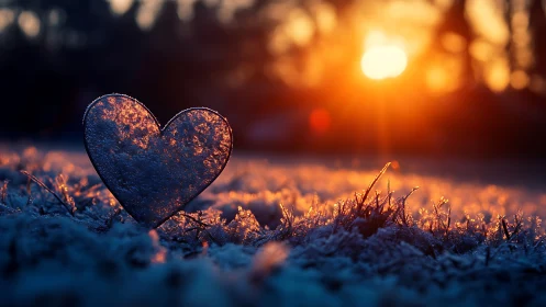 Frost-Kissed Heart Glowing in Winter Dawn
