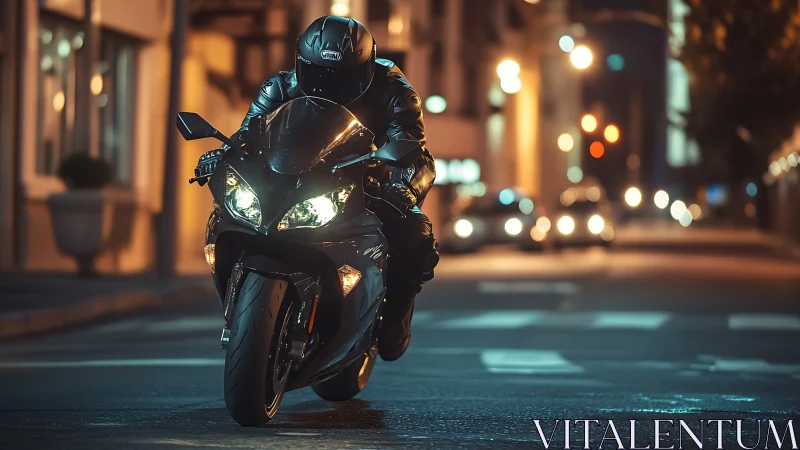 Midnight rider carves neon-lit lanes through the empty city