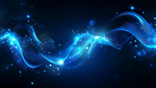 Electric blue ribbons dance like starlight across midnight