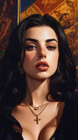 Hyperreal digital portrait of woman with baroque lighting and depth