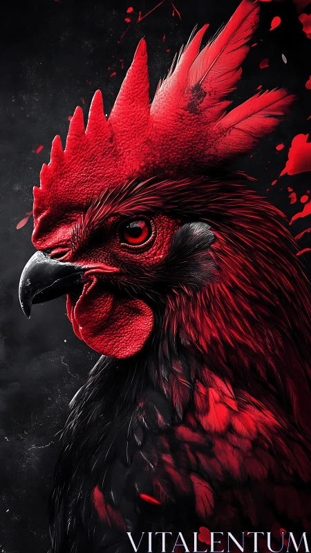 Scarlet Rooster's Explosive Majesty Against Midnight