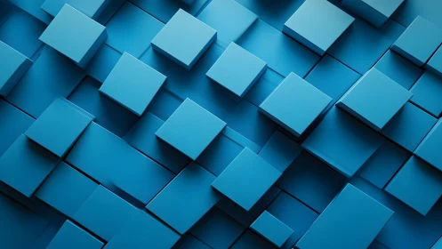 Abstract 3D Blue Cubes Pattern in Modern Geometric Style.