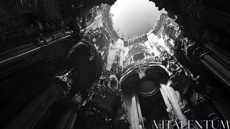 Gothic Architectural Vaulting: Vertical Perspective From Basilica Interior Upward
