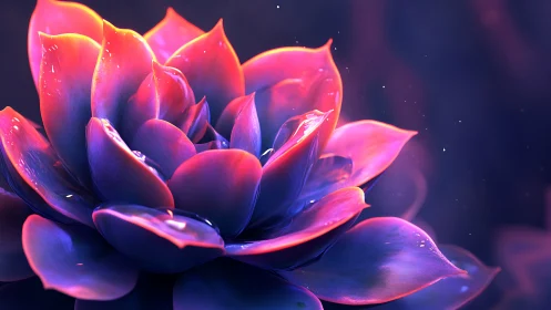 Luminescent Lotus Bloom: Digital Floral Fantasy.