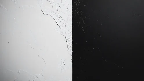Bipartite textured wall surface with sharp black and white division