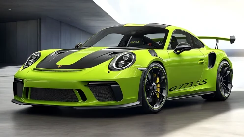 Lime green supercar poised for a smooth, high-speed escape.