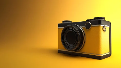 Sunshine Sovereign: Mustard-Hued Vintage Camera Gleams.