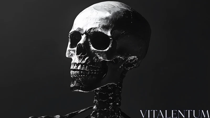 Midnight skull study in stark studio shadow and gleam.