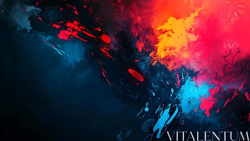 Vivid Abstract Splash Art in Red, Blue, and Yellow Tones.