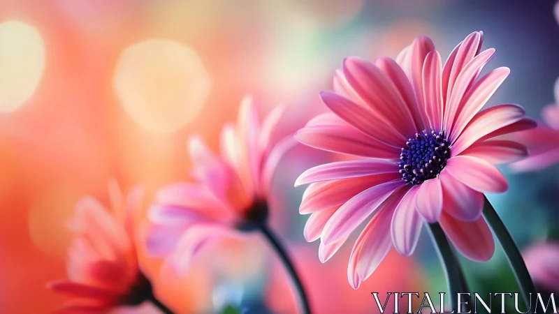 Pink Daisy Dreams: Soft Focus Bokeh Garden Symphony.