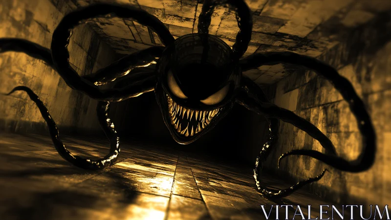 Tunnel nightmare serpent grins through molten shadows.