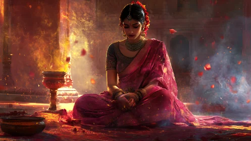 Ember crowned serenity in a temple of drifting petals.