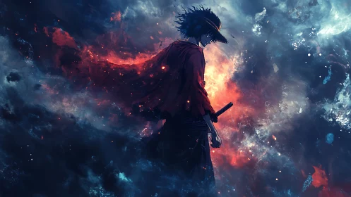 Wanderer in blazing cosmic clouds of fire and starlit mist.