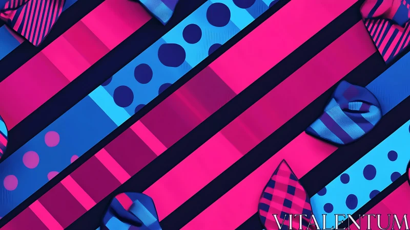 Diagonal neckties form alternating linear pattern bands