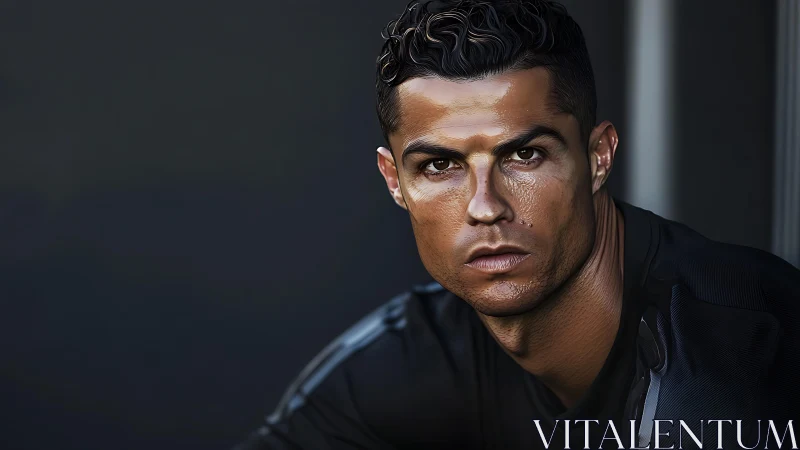 Steel-gazed athlete in slick stylized portrait study.