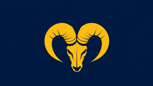 Minimalist ram head emblem in bold vector silhouette style.