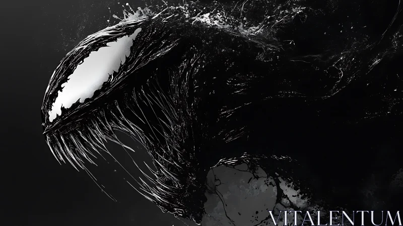 Sinister black creature lunges forward in swirling darkness