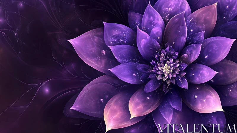 Radiant violet lotus unfurls in a luminous cosmic bloom