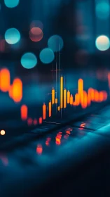 Neon candlestick chart pulses across a futuristic trading screen