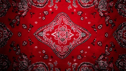 Ruby bandana mandala swirling with paisley constellations.
