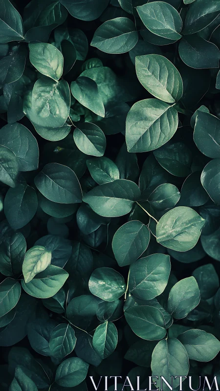 Macro botanical canopy of teal-toned elliptic foliage.