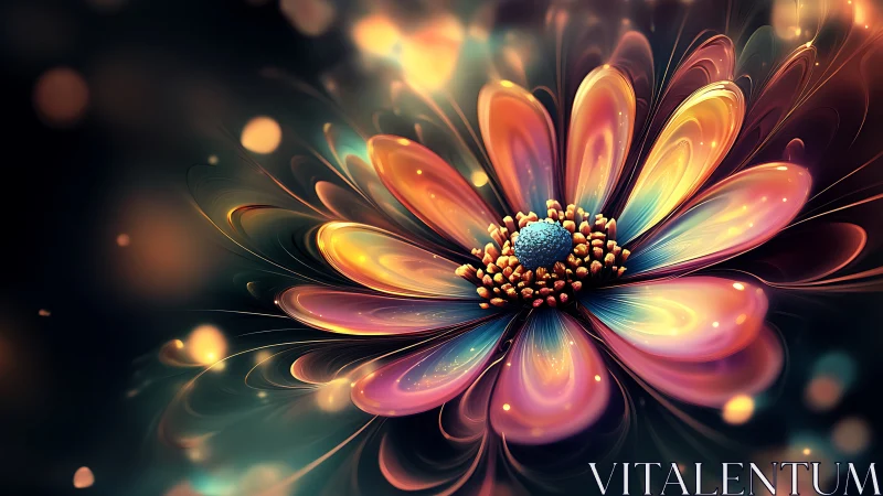 Starlit petal bloom swirling in luminous cosmic colors.